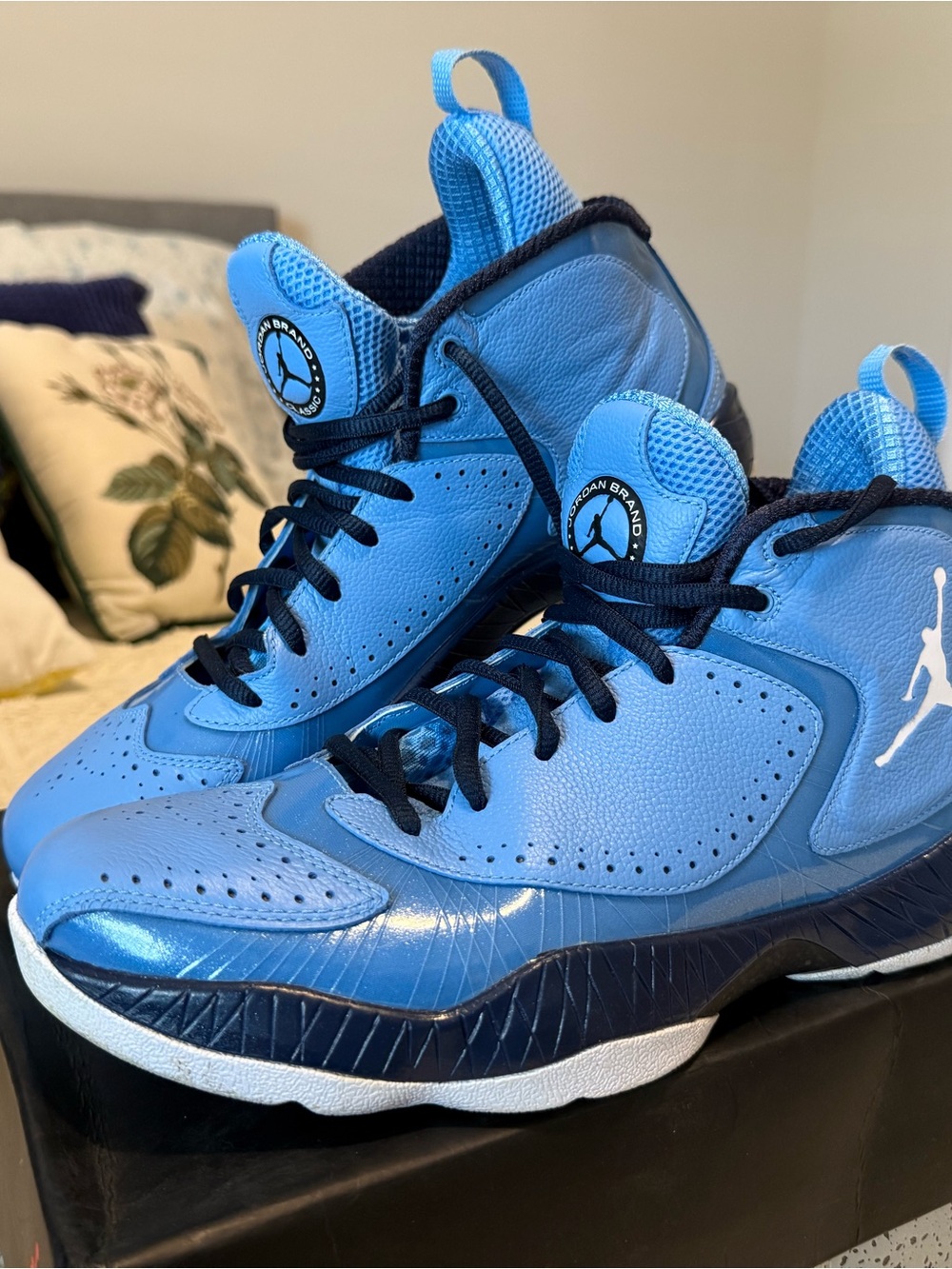 Jordan Carolina Blue and Navy High-Top Basketball shoes